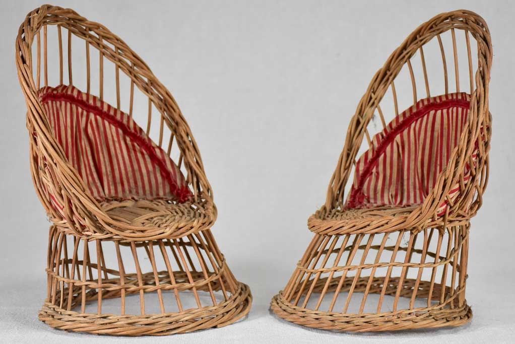 Collector's early-1900's wicker toy armchairs