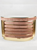 1970s brass & pink velvet curved bar - Willy Rizzo - 52¼"