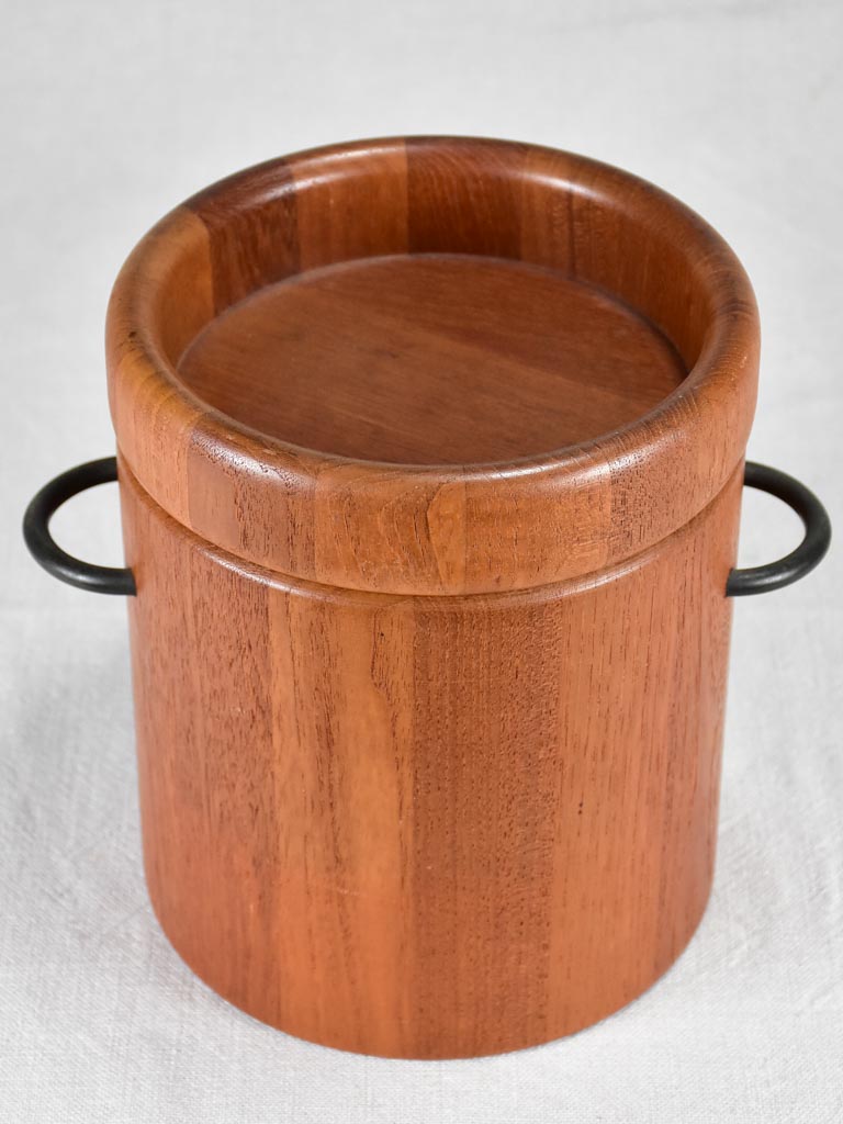 Danish teak ice bucket with lid 8¼"