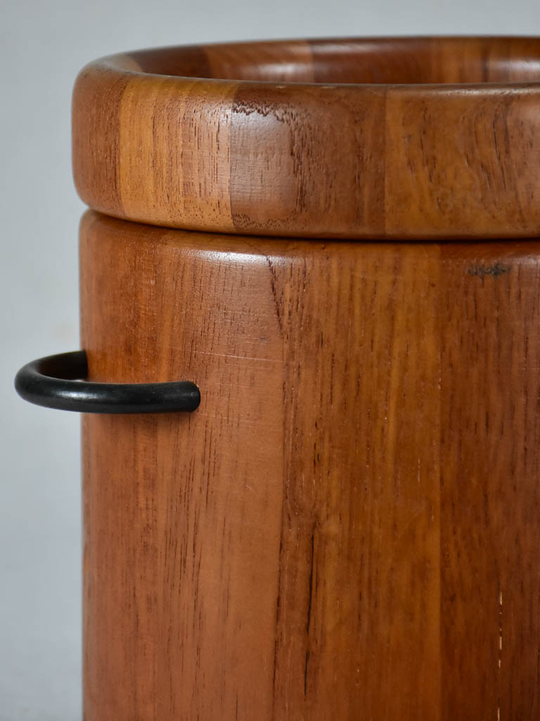 Danish teak ice bucket with lid 8¼"