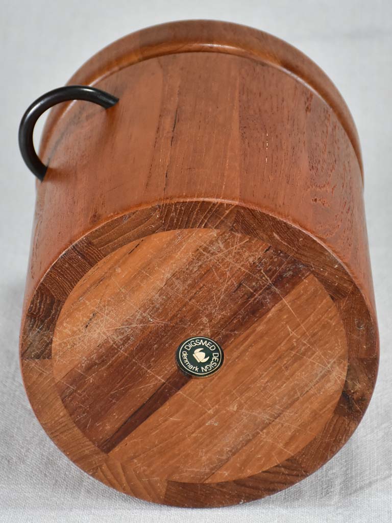 Danish teak ice bucket with lid 8¼"