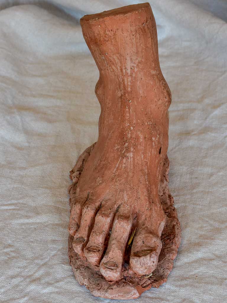 Antique French terracotta sculpture of a foot