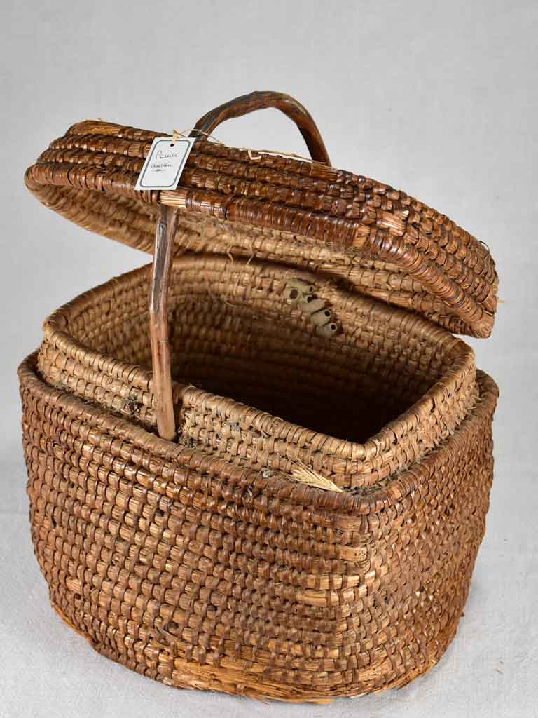 Antique French woven basket 13½"