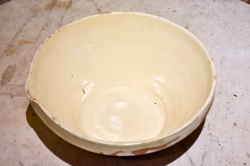 Antique French preserving bowl with cream glaze