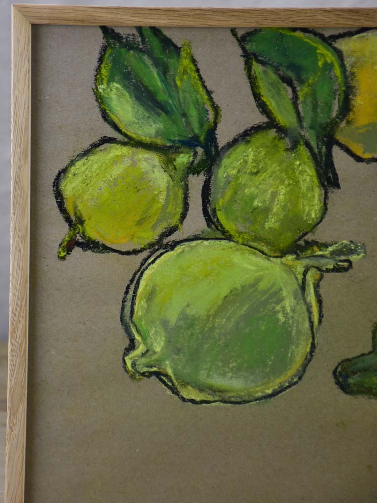 SOLD - MA Citrons' Still life pastel on craft paper. Six lemons - Caroline Beauzon 15¼" x 11¾"