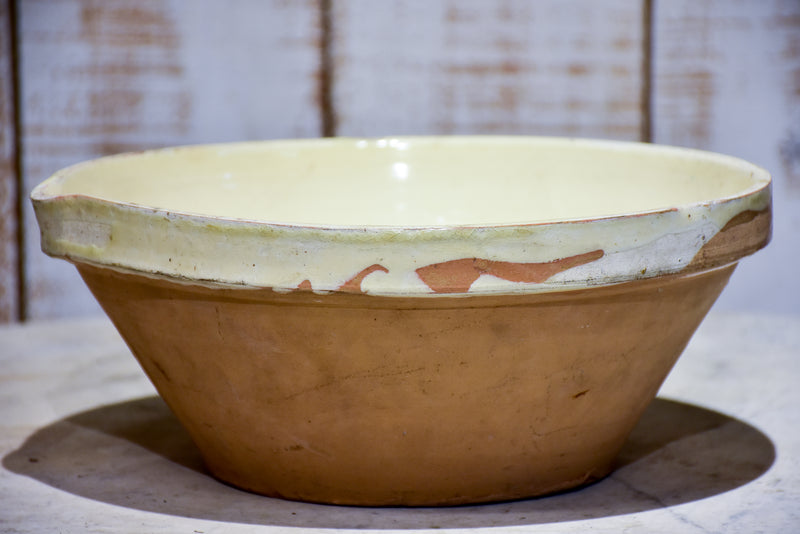 Antique French preserving bowl with cream glaze