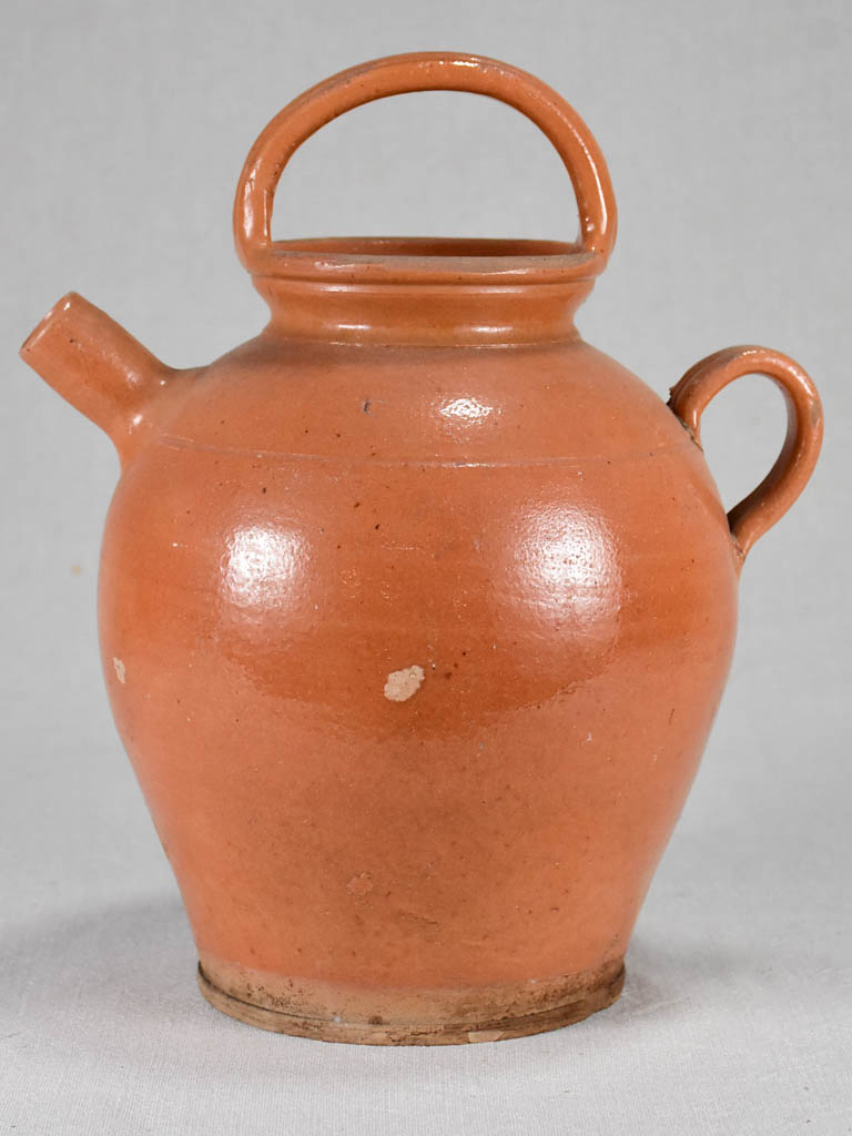 Mid-century French water pitcher with apricot glaze 12½"