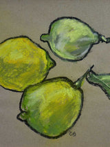'Citrons' Still life pastel on craft paper. Three lemons - Caroline Beauzon 15¼" x 11¾"