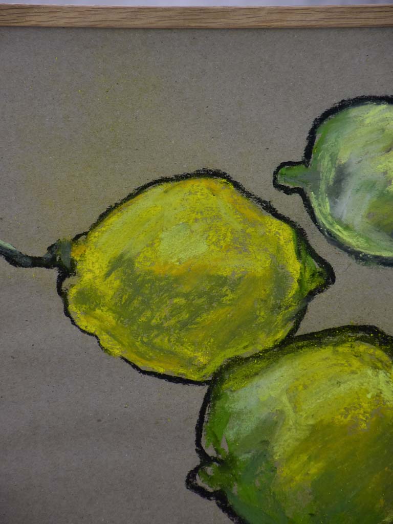 'Citrons' Still life pastel on craft paper. Three lemons - Caroline Beauzon 15¼" x 11¾"