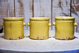 Set of three yellow glazed French pots