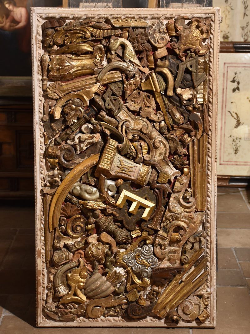 Framed salvaged carved and gilded antique pieces 1 of 2