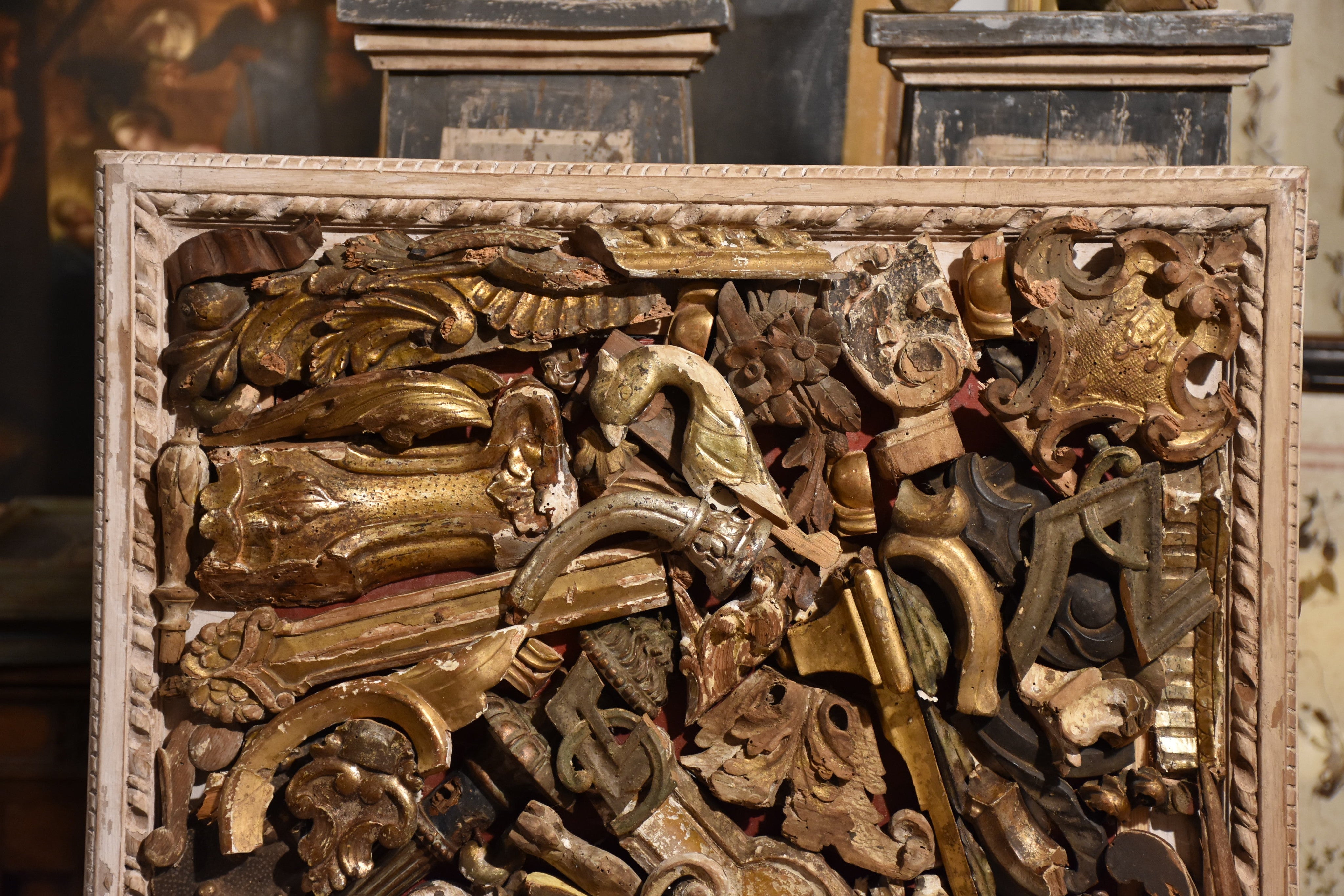 Assemblage of salvaged carved wood details 1 of 2