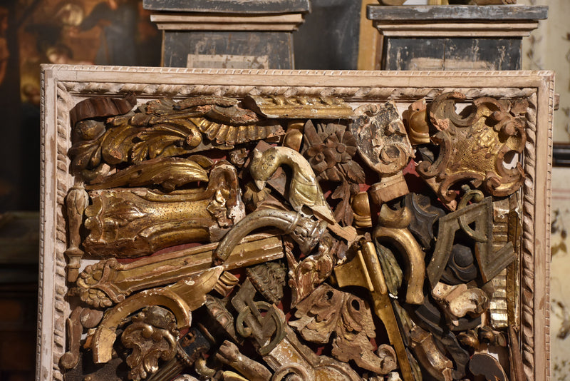 Assemblage of salvaged carved wood details 1 of 2