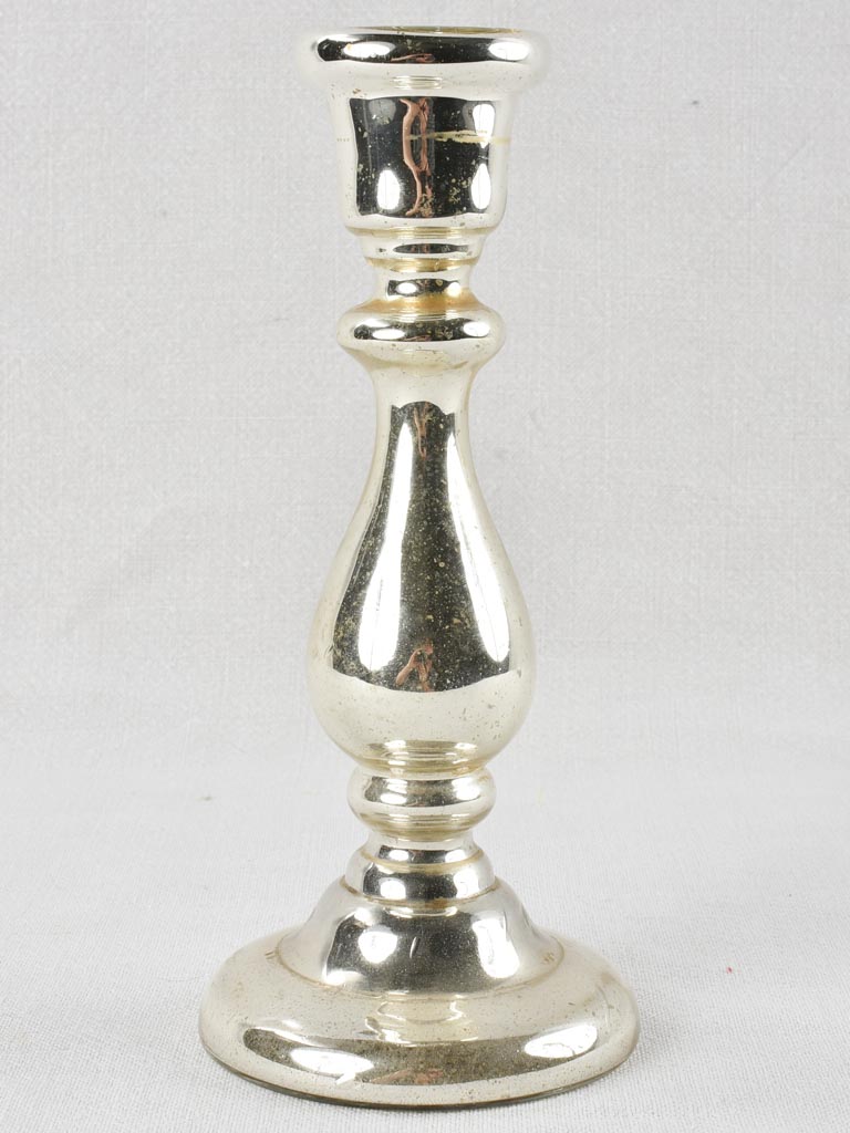 Antique French mercury glass candlestick 9½"