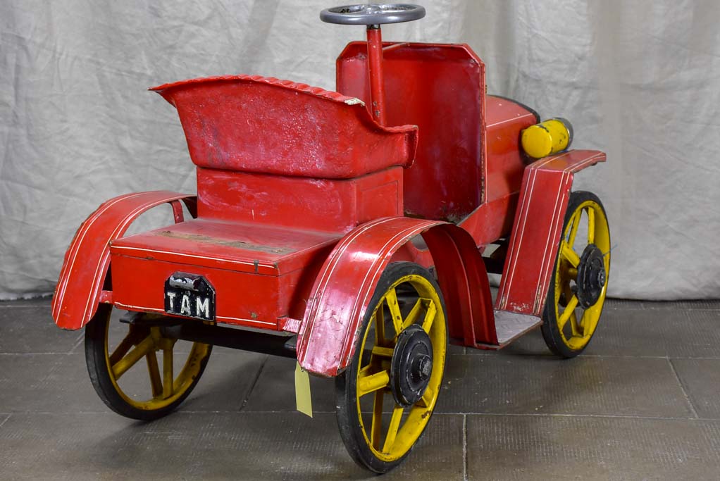 Mid-century Swiss carousel toy car - red TAM