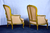 Pair of antique French Bergere Louis XV armchairs