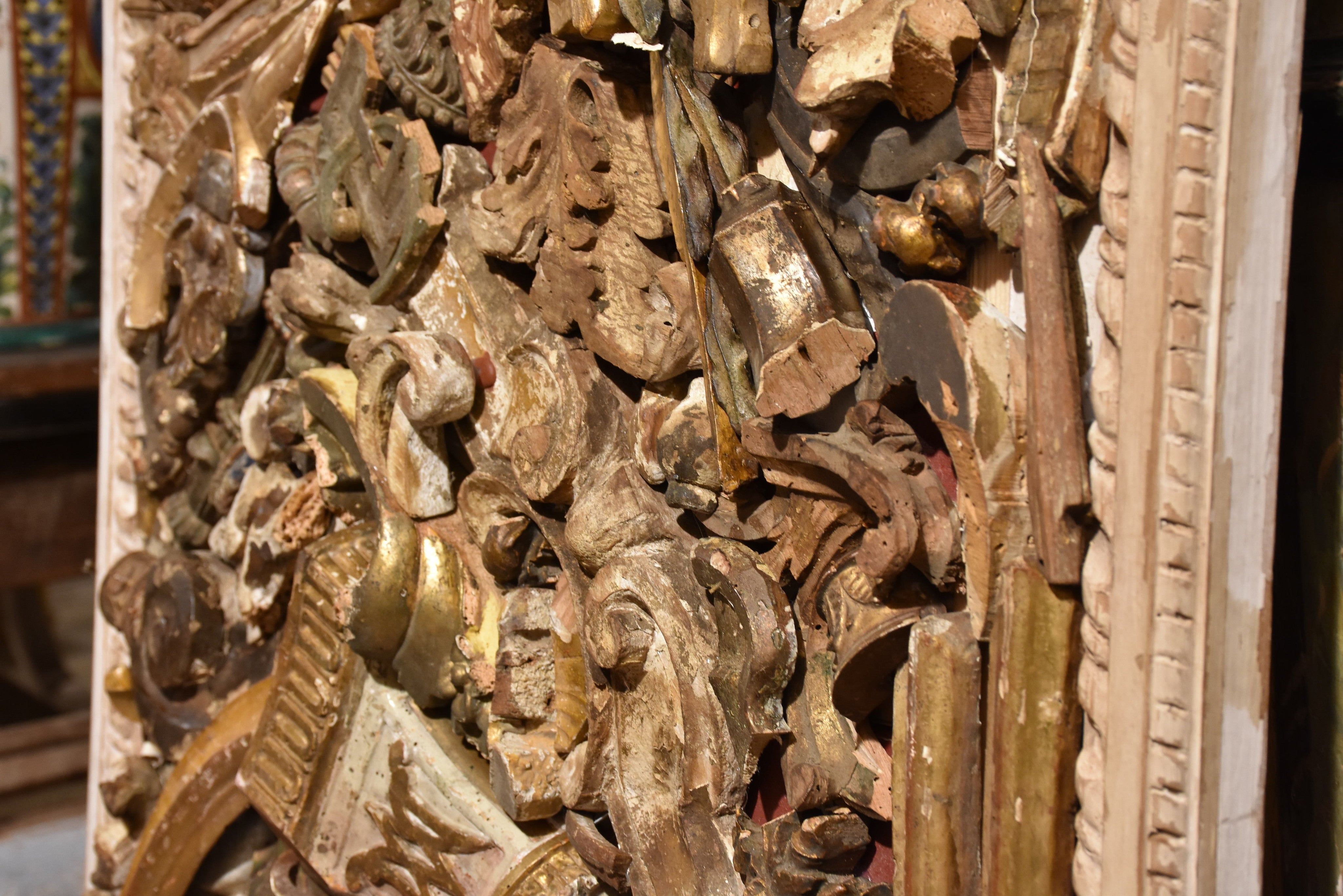 Assemblage of salvaged carved wood details 1 of 2