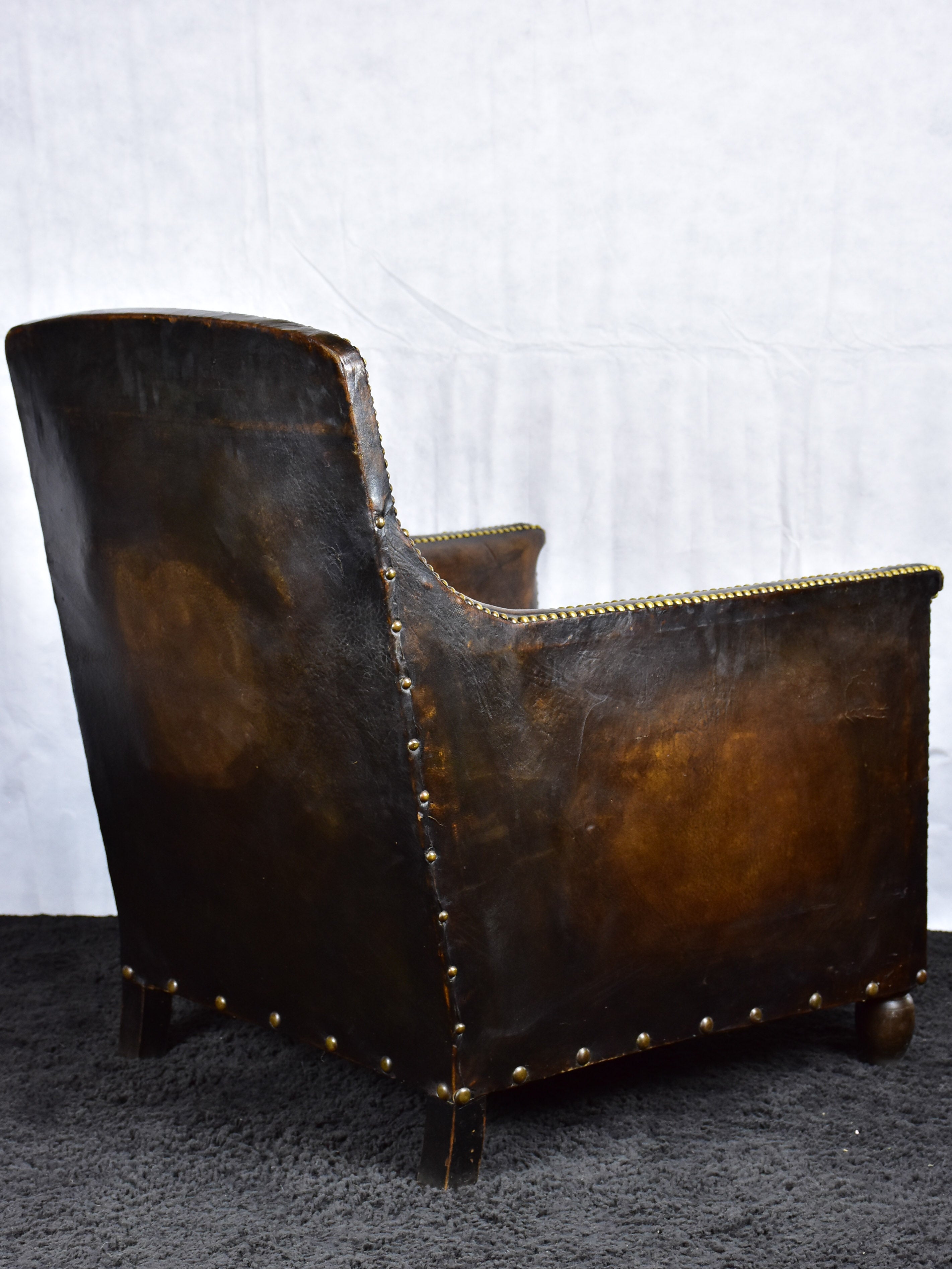 Vintage French leather club chair