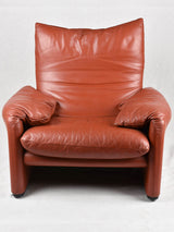 Pair of adjustable brown leather armchairs - Vico Magistretti