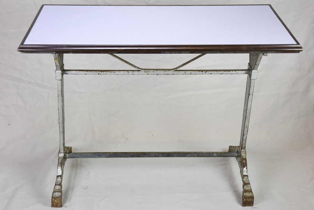 Art Deco rectangular bistro table with opaline glass top