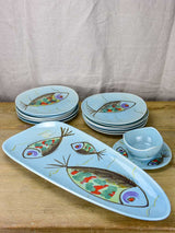 Hand painted seafood 12 plate service Pornic (Britanny) - 1960's