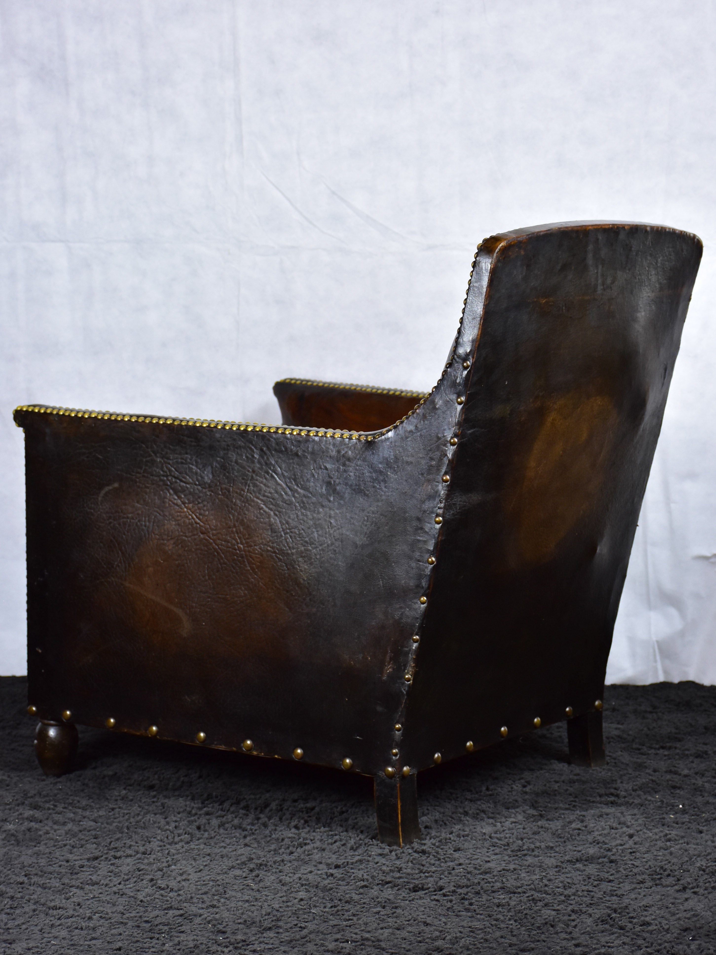 Vintage French leather club chair