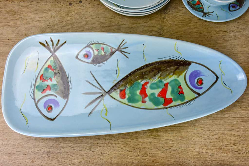 Hand painted seafood 12 plate service Pornic (Britanny) - 1960's