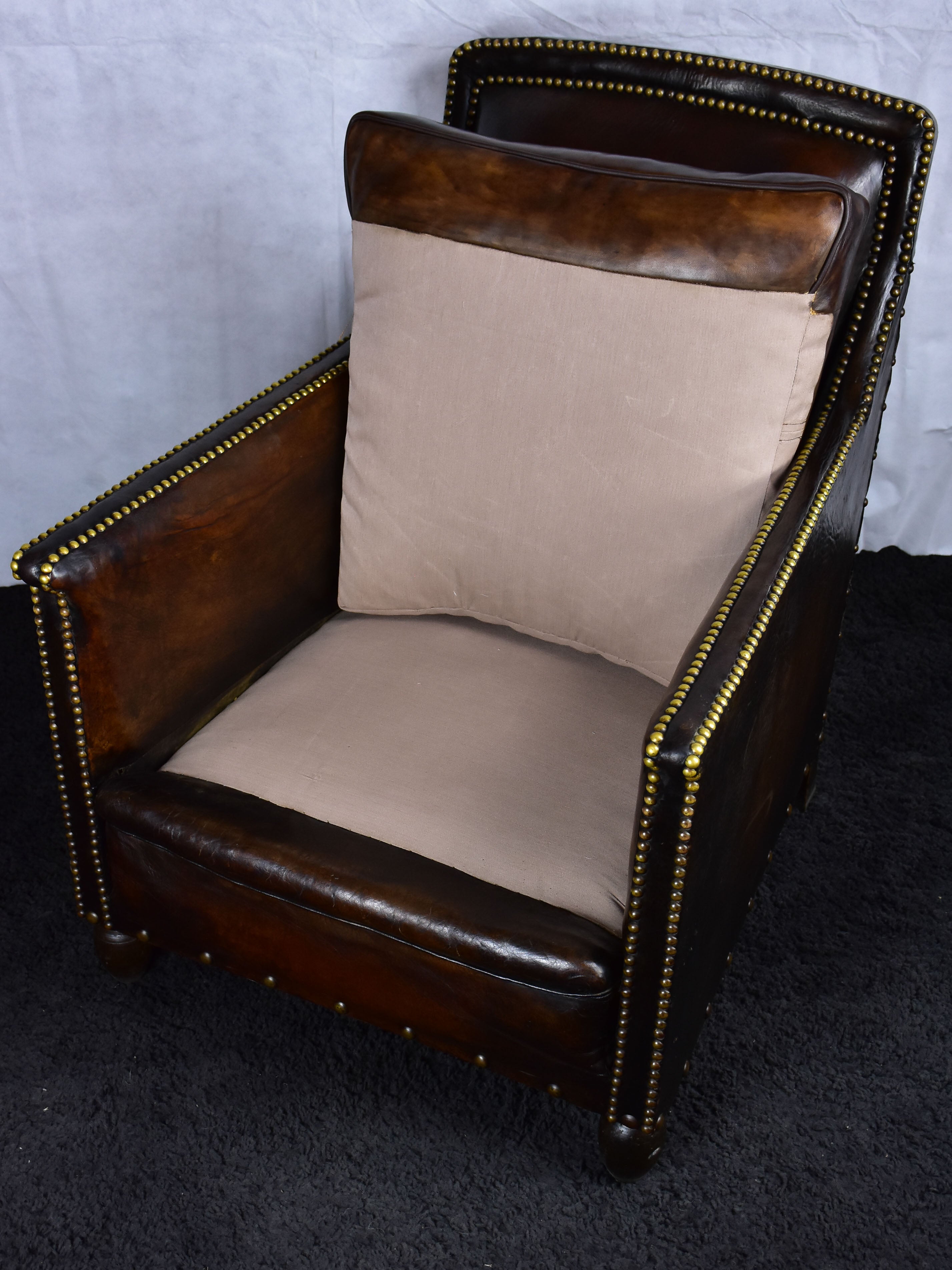 Vintage French leather club chair
