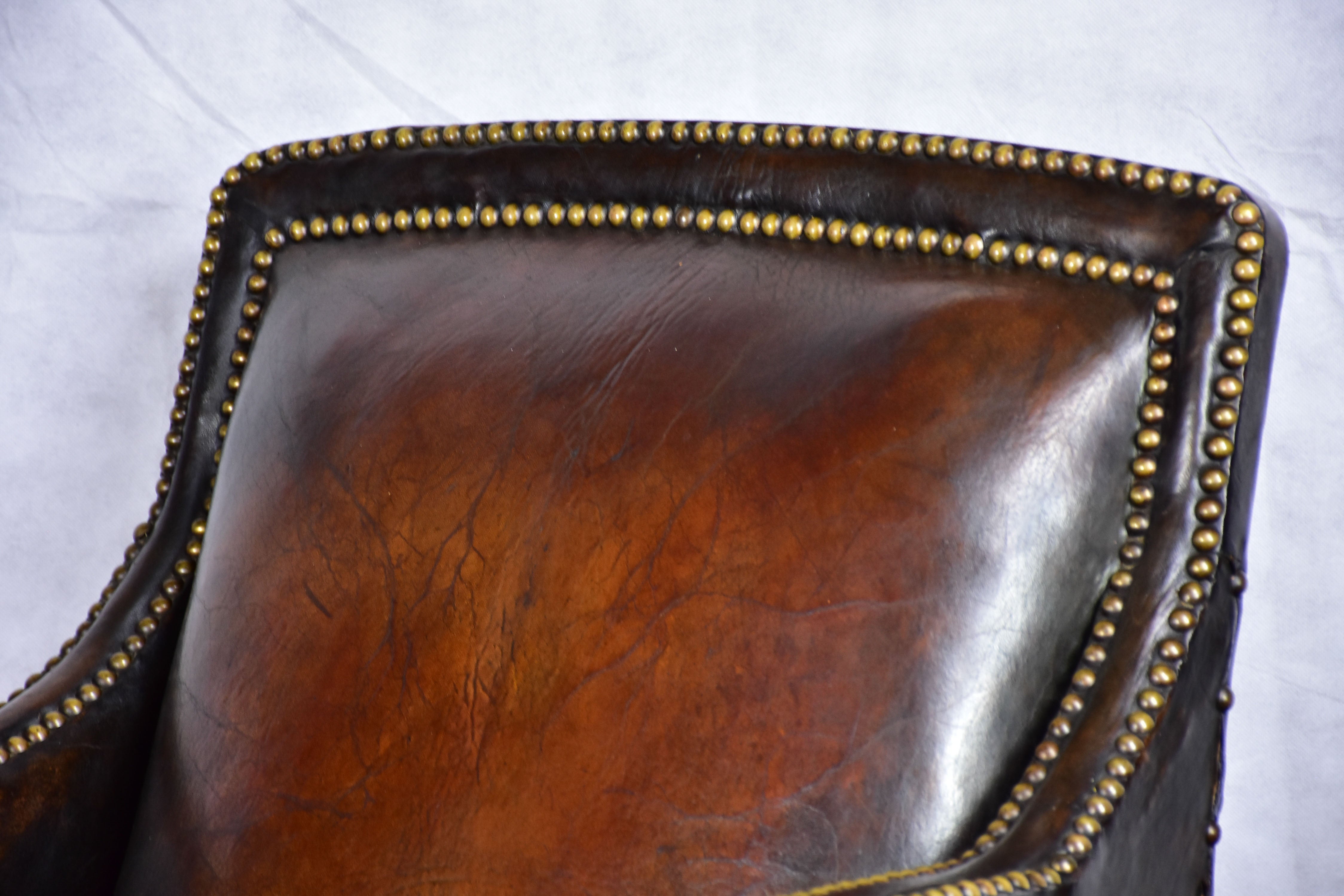 Vintage French leather club chair