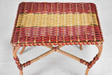 Vintage French wicker woven footstool