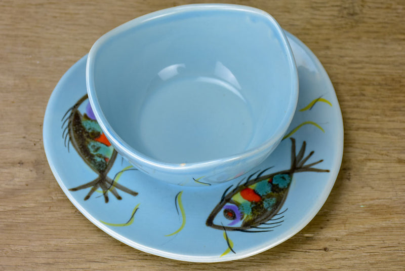 Hand painted seafood 12 plate service Pornic (Britanny) - 1960's