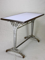 Art Deco rectangular bistro table with opaline glass top