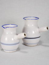 Two white and blue striped pots from Sète - 19th century