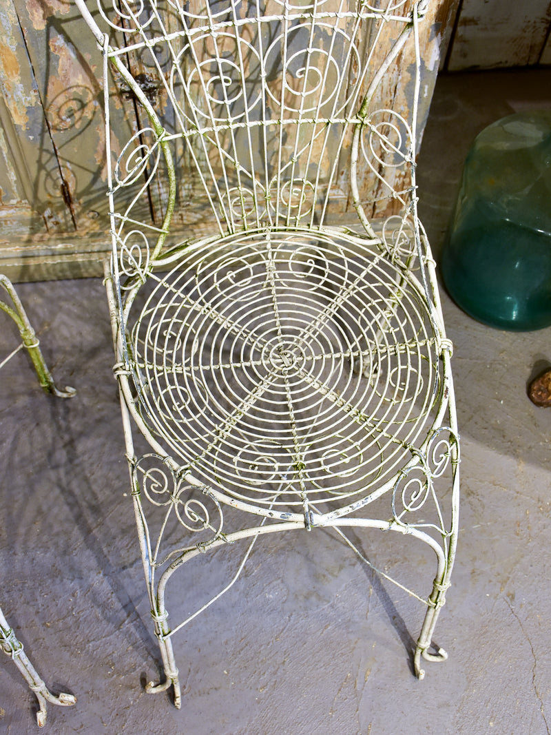 Pair of English wirework garden chairs