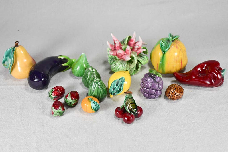 Collection of mid-century porcelain fruit and vegetables