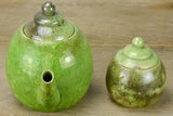 Mid century Atelier Madoura, Vallauris tea pot and sugar bowl with green glaze. (Picasso's studio)
