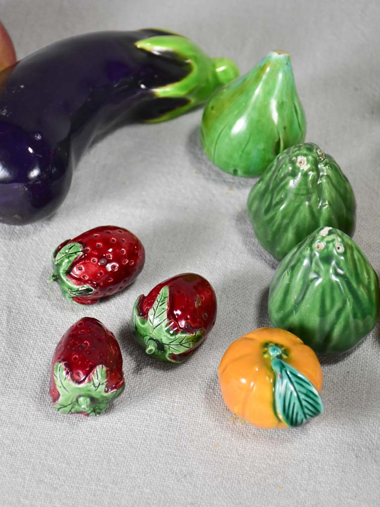 Collection of mid-century porcelain fruit and vegetables