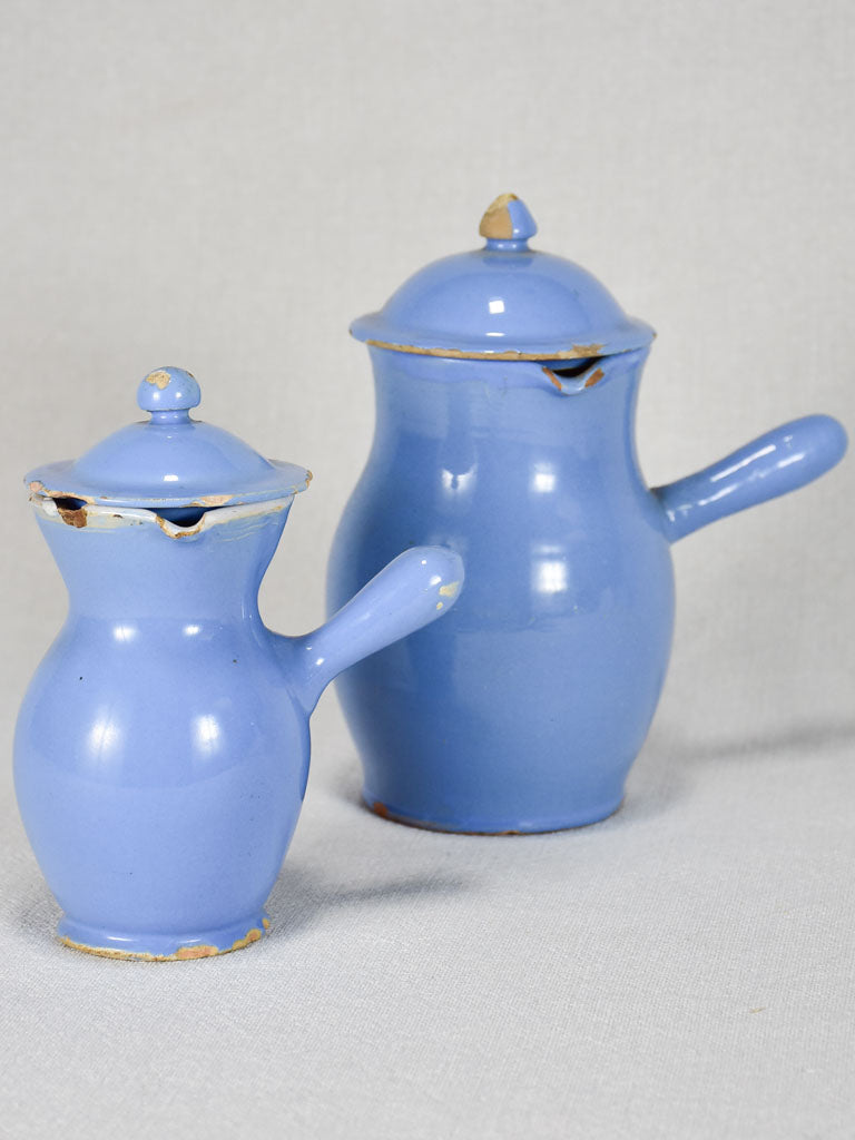 Two blue lidded pots from Sète - 19th century