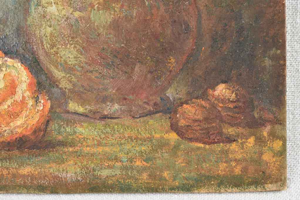 Small early 20th century still life painting with orange - 8¼" x 10¼"