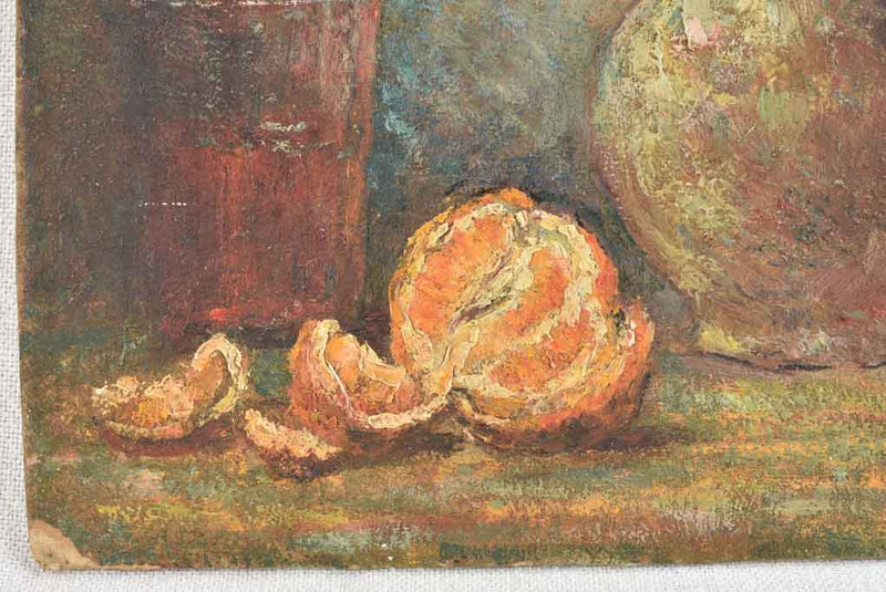 Small early 20th century still life painting with orange - 8¼" x 10¼"