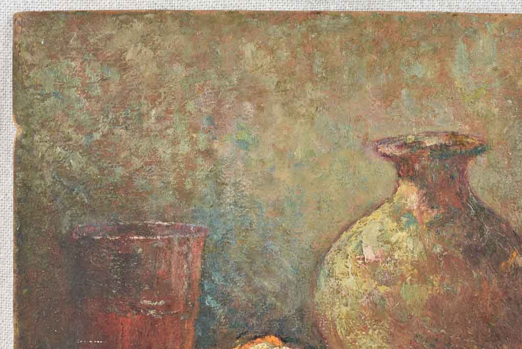 Small early 20th century still life painting with orange - 8¼" x 10¼"