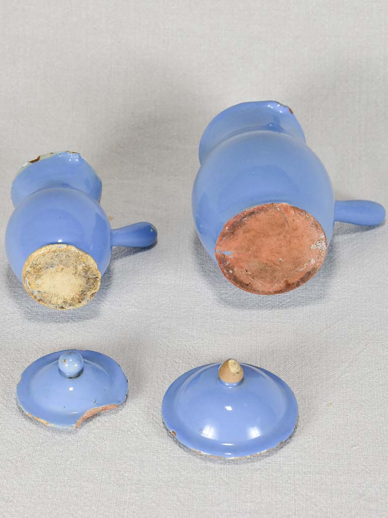 Two blue lidded pots from Sète - 19th century
