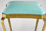 Vintage Italian stool with turquoise velvet upholstery - Luigi Colli 17¼"