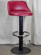 1960's French bar stools - red faux leather