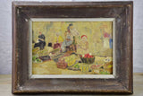 SOLD - MA Early 20th Century painting of a fruit and vegetable open air market 18½" x 14¼"