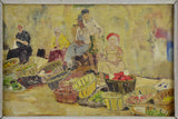 SOLD - MA Early 20th Century painting of a fruit and vegetable open air market 18½" x 14¼"