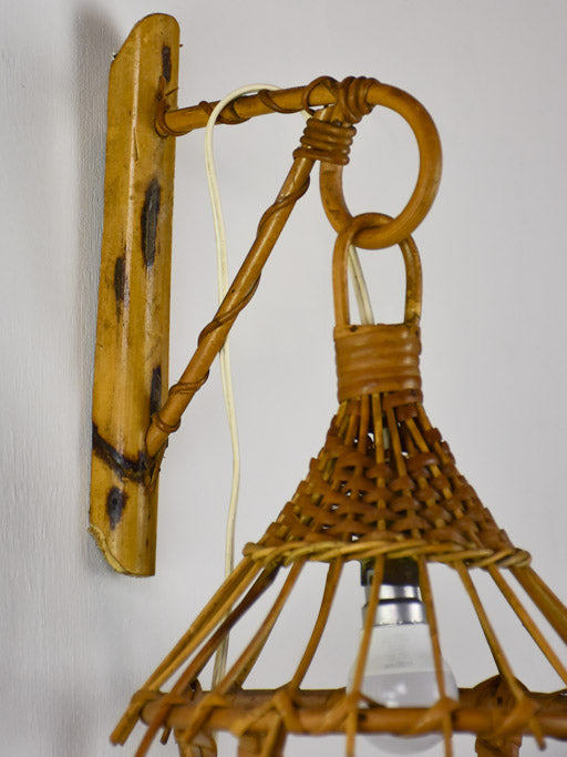 Rustic bamboo crafted traditional wall light