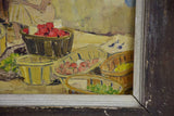 SOLD - MA Early 20th Century painting of a fruit and vegetable open air market 18½" x 14¼"