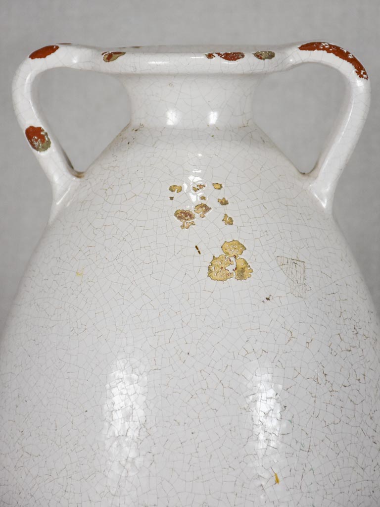 Large water pitcher with crackled white glaze - 1950s 11¾"