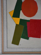 Small abstract painting by Caroline Beauzon - green, yellow, red & orange 10¾ x  7½""